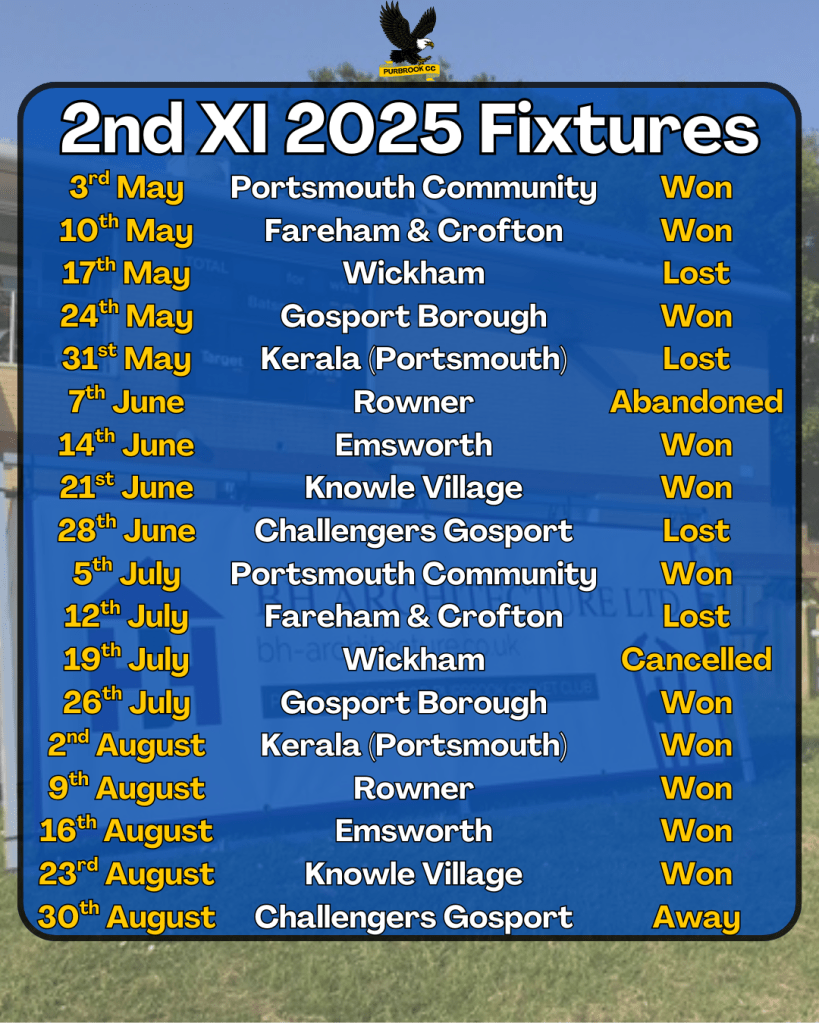 2nd XI Fixtures for 2025